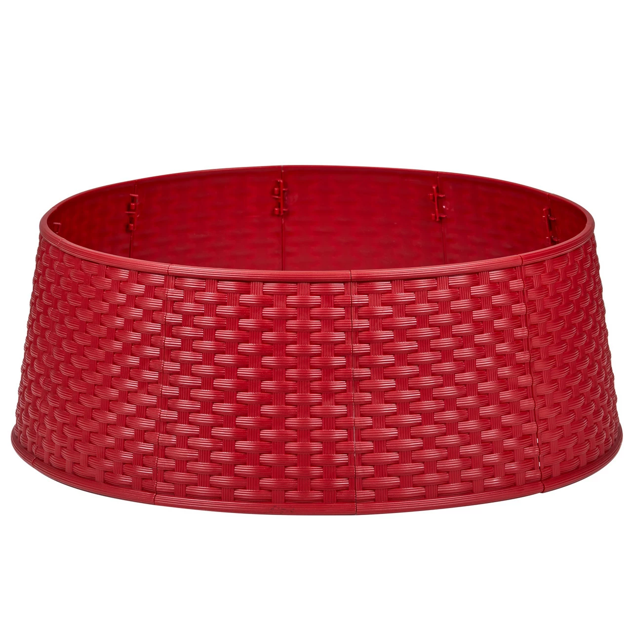 Northlight 21" Red Rattan Pattern Medium Christmas Tree Collar 1 Northlight 21" Red Rattan Pattern Medium Christmas Tree Collar