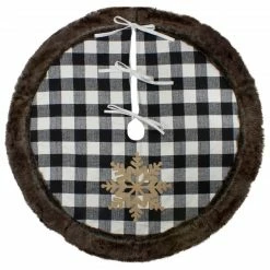 Northlight 48" Black And White Buffalo Plaid Christmas Tree Skirt With Burlap Snowflake -Wreaths & Garland shop northlight fo26662 4 41384.1612412101