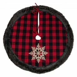 Northlight 48-Inch Red And Black Christmas Tree Skirt With Burlap Snowflake -Wreaths & Garland shop northlight fo26665 2 80043.1611806982