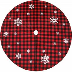 Northlight 48-Inch Red And Black Christmas Tree Skirt With Burlap Snowflake