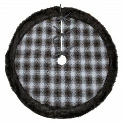 Northlight 48" Brown And White Plaid Christmas Tree Skirt With Faux Fur -Wreaths & Garland shop northlight fo26668 2 21317.1611806590