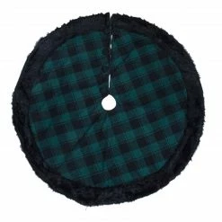 Northlight 48" Green And Black Plaid Christmas Tree Skirt With Faux Fur -Wreaths & Garland shop northlight fo26686 2 21383.1611806955