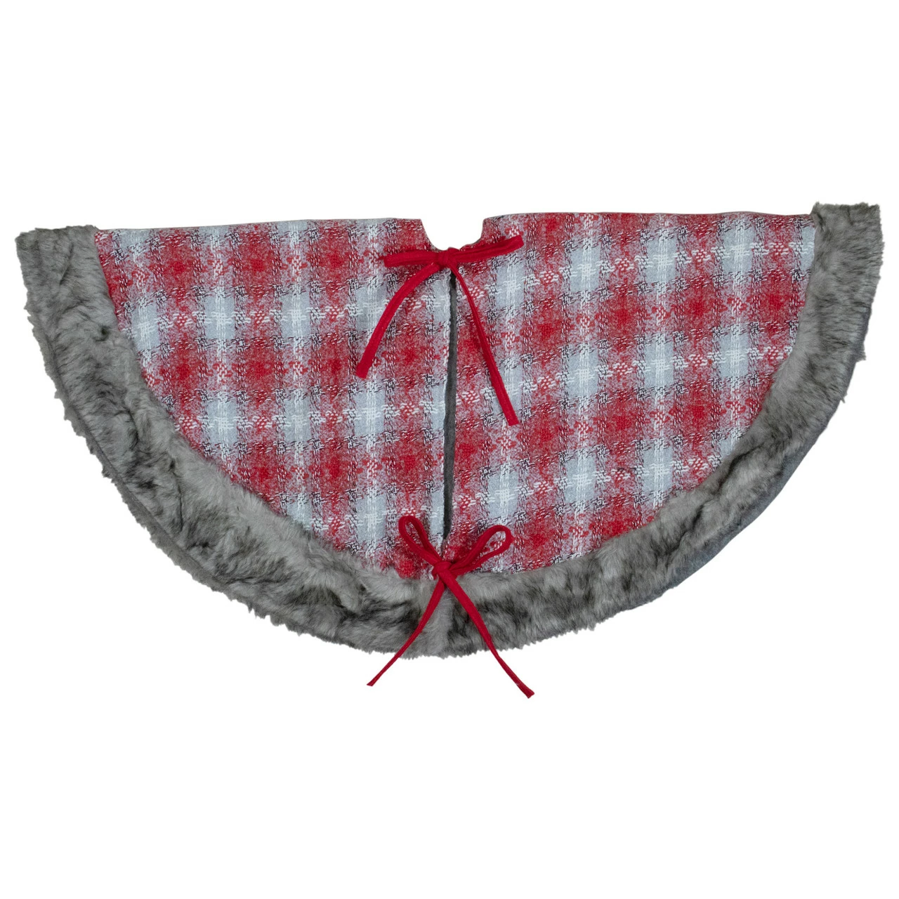Northlight 48" Red And White Plaid Christmas Tree Skirt With Snowflake 4 Northlight 48" Red And White Plaid Christmas Tree Skirt With Snowflake - Image 4