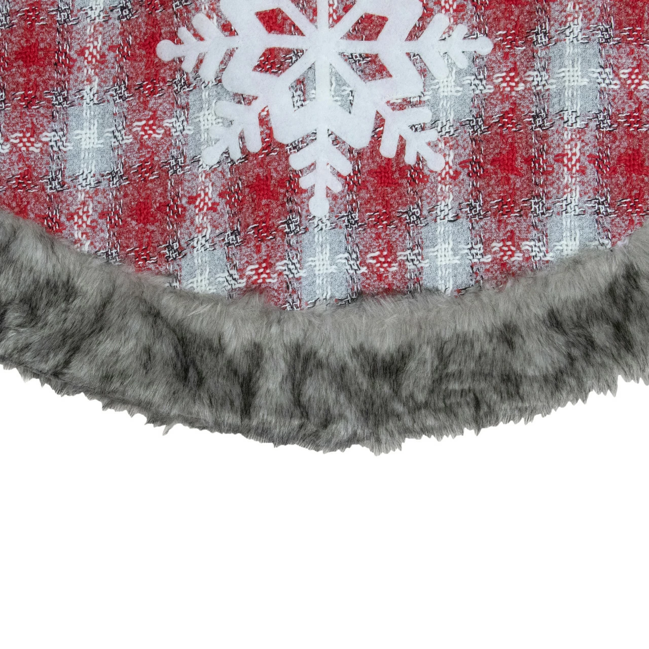 Northlight 48" Red And White Plaid Christmas Tree Skirt With Snowflake 5 Northlight 48" Red And White Plaid Christmas Tree Skirt With Snowflake - Image 5