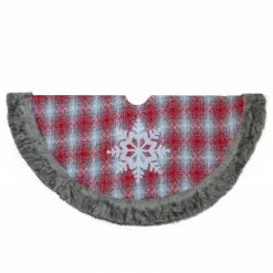 Northlight 48" Red And White Plaid Christmas Tree Skirt With Snowflake