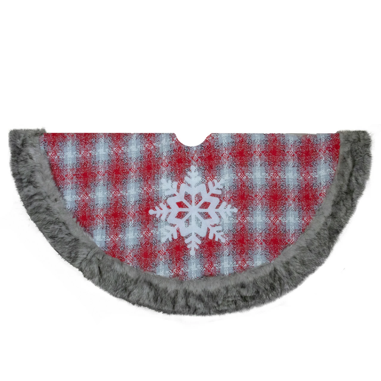 Northlight 48" Red And White Plaid Christmas Tree Skirt With Snowflake 1 Northlight 48" Red And White Plaid Christmas Tree Skirt With Snowflake