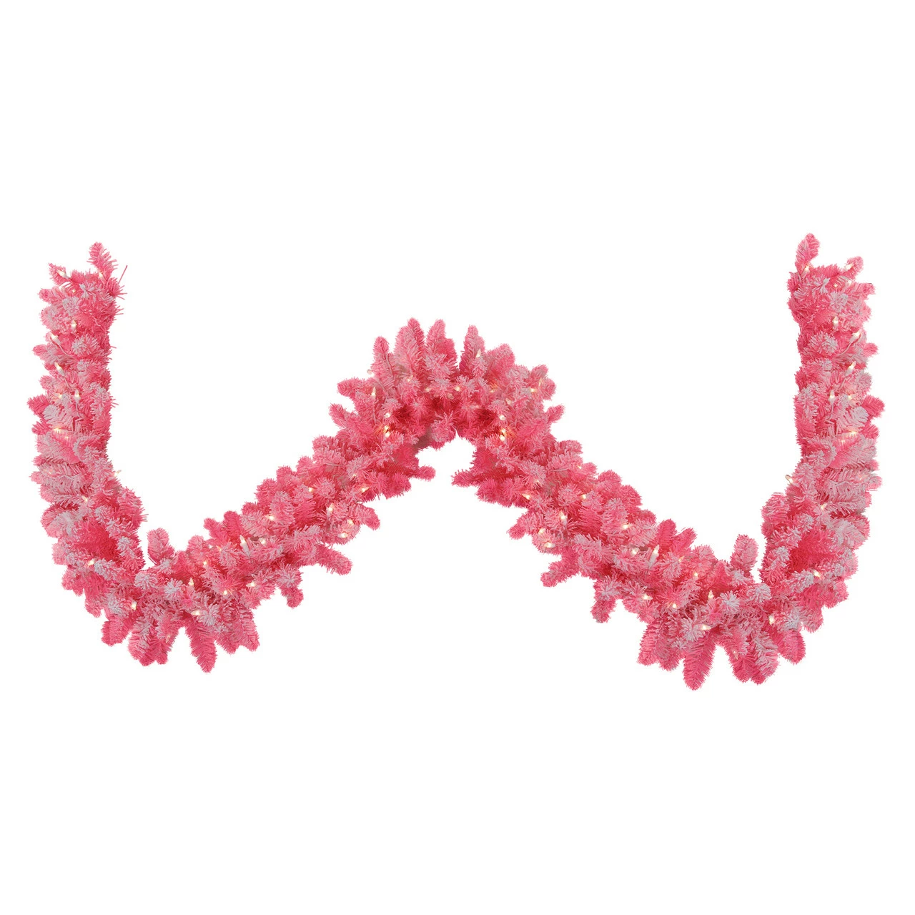 Northlight 9' X 12" Pre-lit Flocked Pink Artificial Christmas Garland - Clear Lights 1 Northlight 9' X 12" Pre-lit Flocked Pink Artificial Christmas Garland - Clear Lights