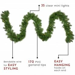 Northlight 9' X 10" Pre-Lit Windsor Pine Artificial Christmas Garland - Clear Lights -Wreaths & Garland shop northlight gb20ygc810 gr thumbnail 69519.1664379672