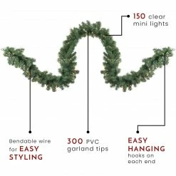 Northlight 9' X 18" Pre-Lit Deluxe Windsor Green Pine Christmas Garland - Clear Lights -Wreaths & Garland shop northlight gb20ygw818 gr thumbnail 29696.1665611631