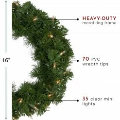 Northlight Deluxe Windsor Pine Artificial Christmas Wreath - 16-Inch, Clear Lights -Wreaths & Garland shop northlight gb20yww816 gr thumbnail 91637.1603332184