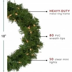 Northlight 18" Deluxe Windsor Pine Artificial Christmas Wreath - Clear Lights -Wreaths & Garland shop northlight gb20yww818 gr thumbnail 92883.1603332193