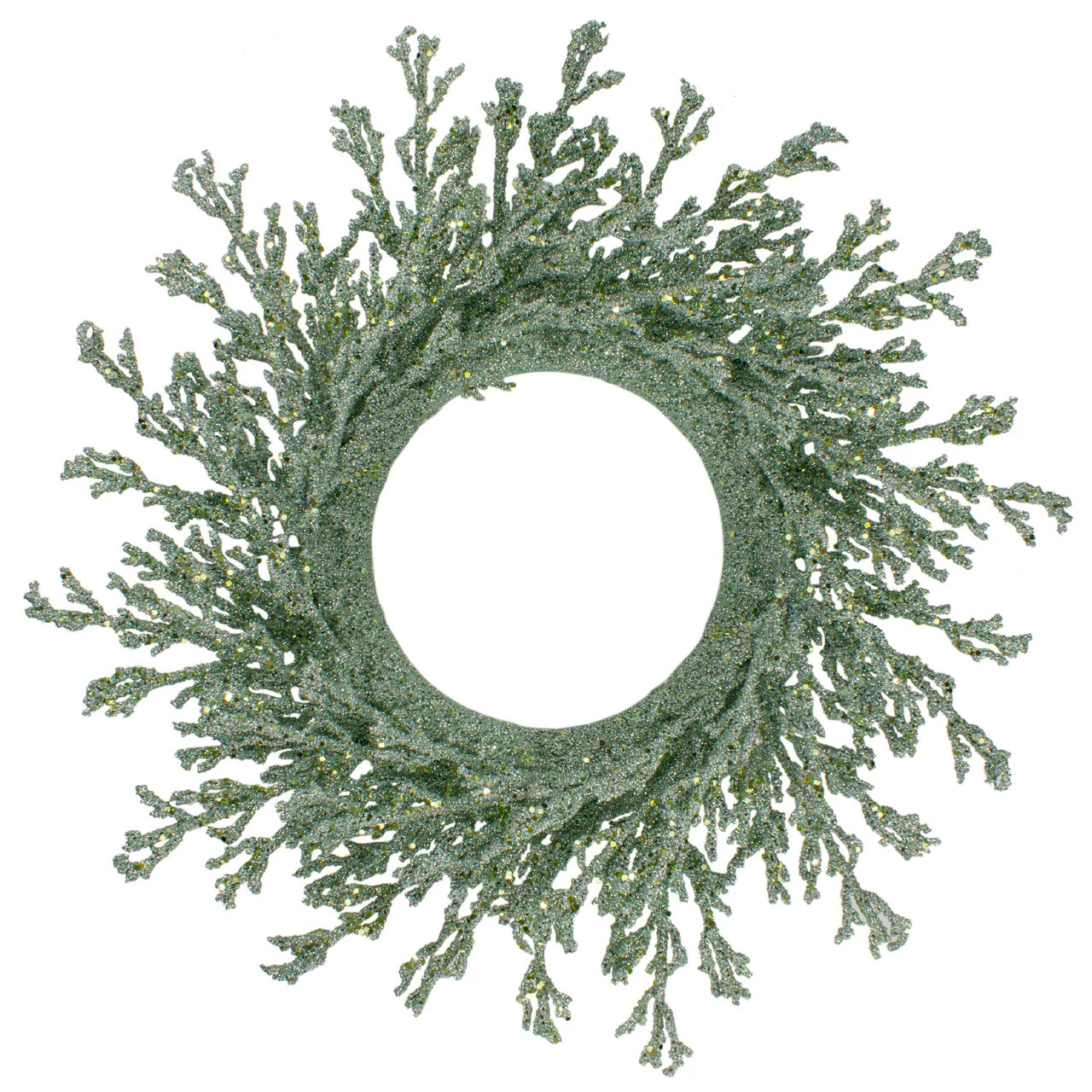 Northlight 20" Green Glittered Artificial Coral Christmas Wreath 1 Northlight 20" Green Glittered Artificial Coral Christmas Wreath