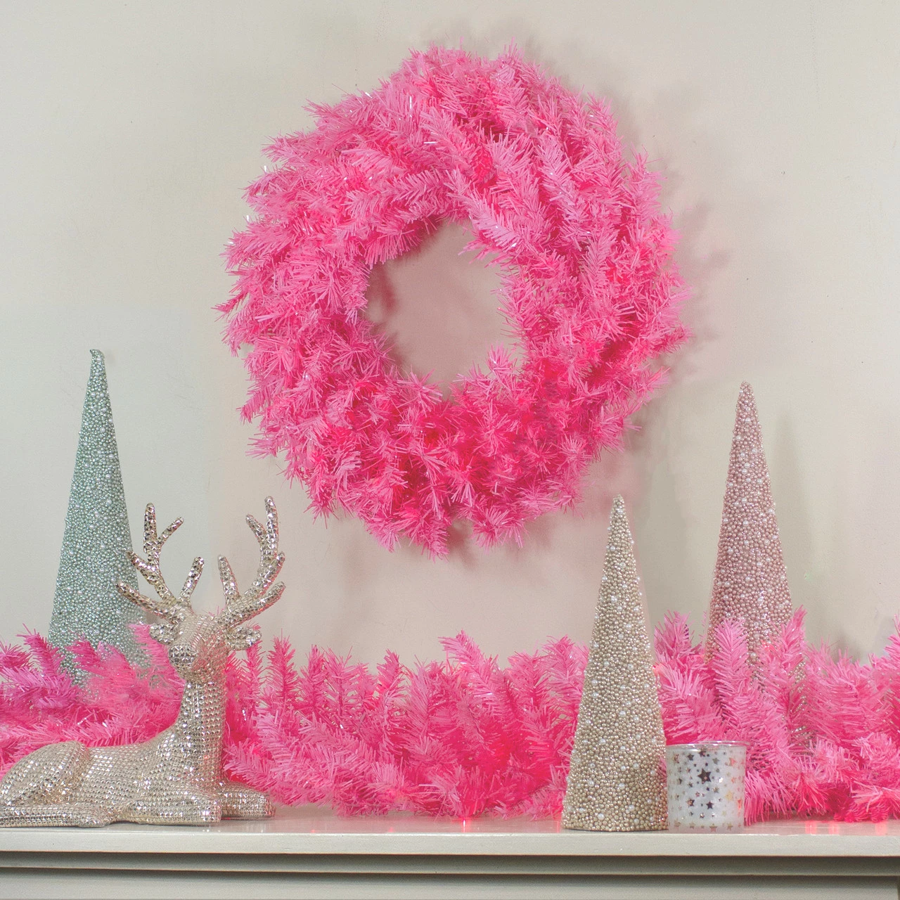 Northlight 36" Pink Spruce Artificial Christmas Wreath, Unlit 2 Northlight 36" Pink Spruce Artificial Christmas Wreath, Unlit - Image 2