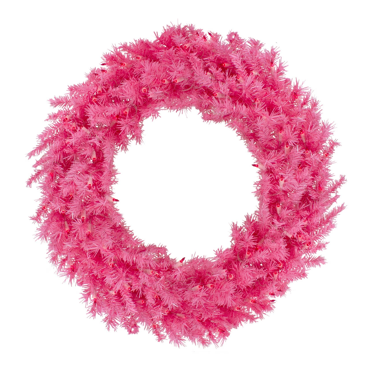Northlight 36" Pre-Lit Pink Spruce Artificial Christmas Wreath, Pink Lights 1 Northlight 36" Pre-Lit Pink Spruce Artificial Christmas Wreath, Pink Lights