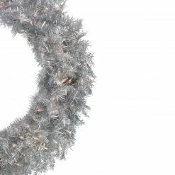 Northlight 36" Pre-Lit Silver Tinsel Artificial Christmas Wreath, Clear Lights -Wreaths & Garland shop northlight gb91011 1 78238.1608349773