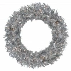 Northlight 36" Pre-Lit Silver Tinsel Artificial Christmas Wreath, Clear Lights