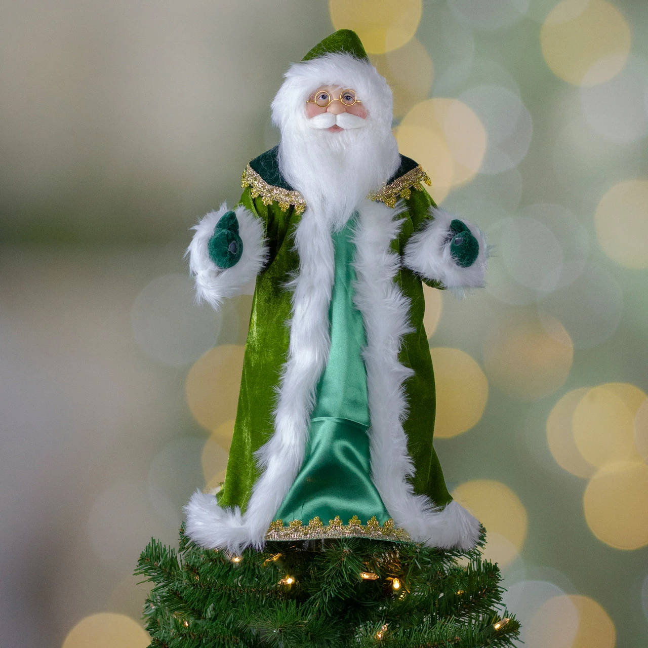 Northlight 18" Green And White Irish Christmas Santa Claus Tree Topper - Unlit 2 Northlight 18" Green And White Irish Christmas Santa Claus Tree Topper - Unlit - Image 2