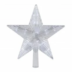Northlight 8.5" LED Lighted Clear 5 Point Star Christmas Tree Topper, White Lights