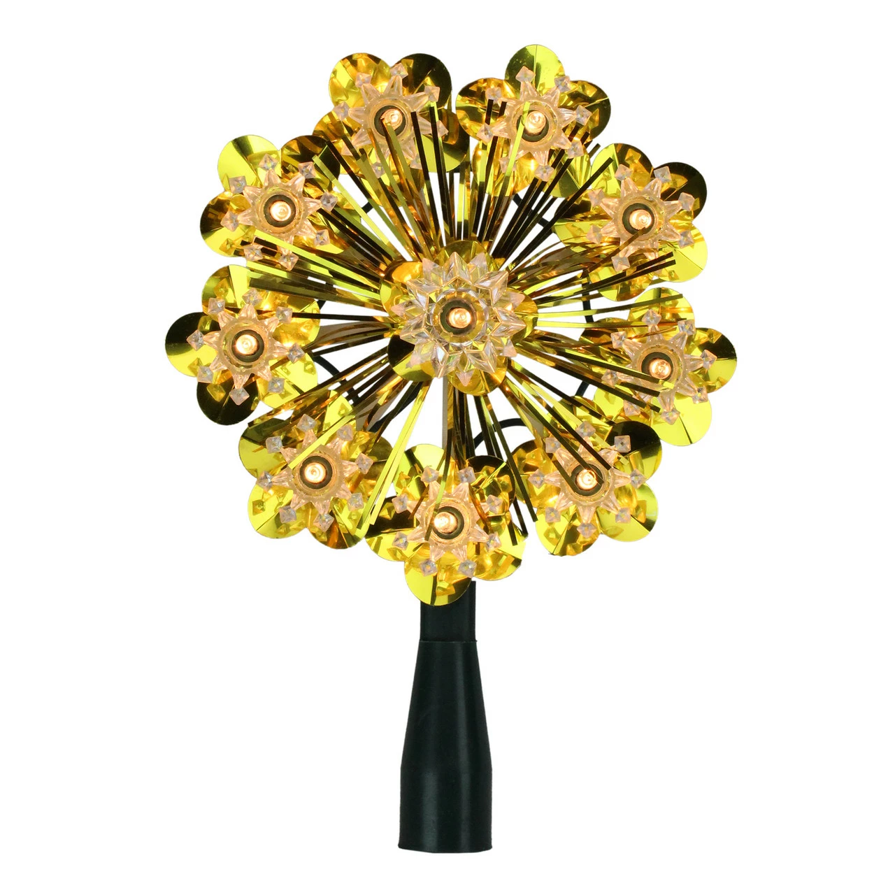 Northlight 5.5" Gold Snowflake Starburst Christmas Tree Topper - Clear Lights 1 Northlight 5.5" Gold Snowflake Starburst Christmas Tree Topper - Clear Lights