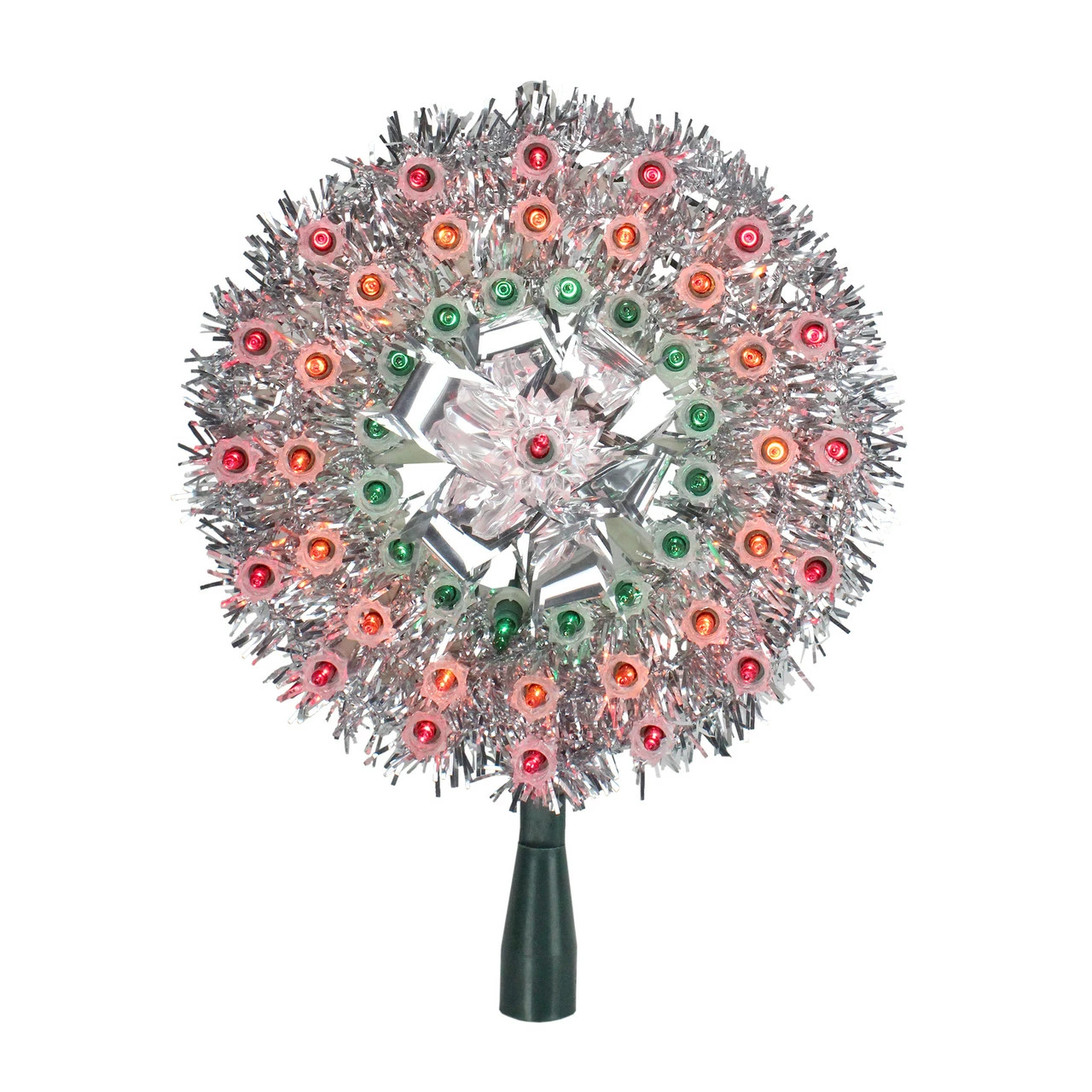 Northlight 8" Pre-Lit Silver Starburst Christmas Tree Topper - Multicolor Lights 1 Northlight 8" Pre-Lit Silver Starburst Christmas Tree Topper - Multicolor Lights