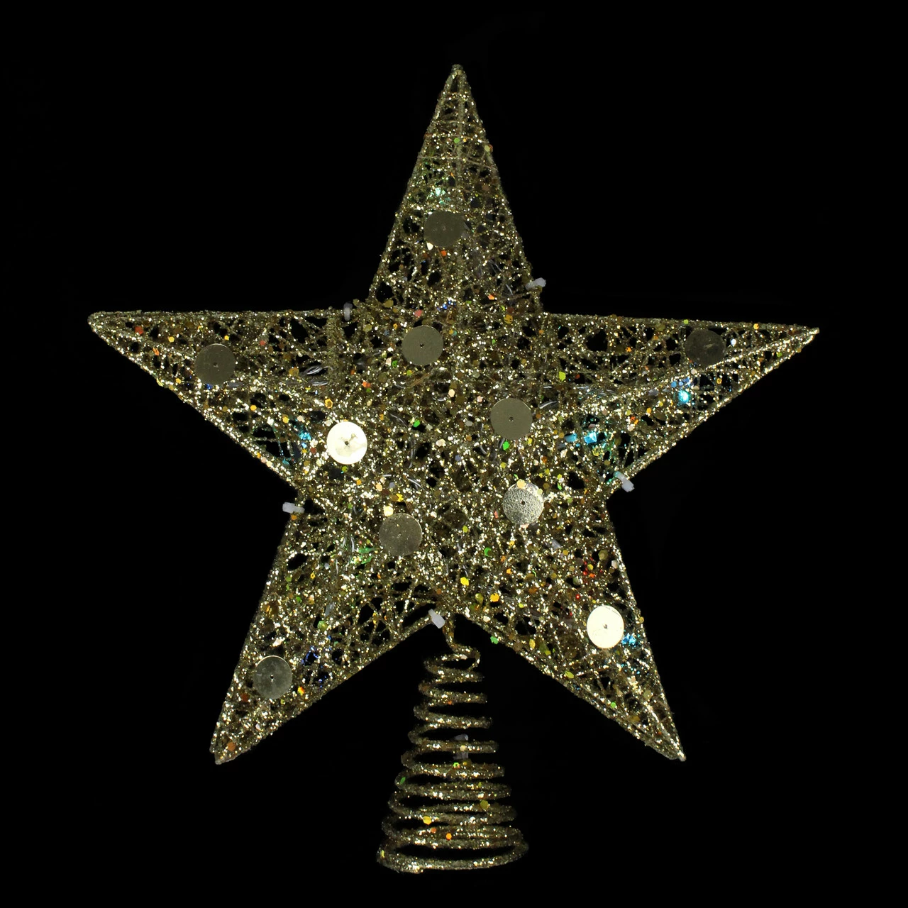 Northlight 11.5" Pre-Lit Gold Glittered Star Christmas Tree Topper - Multi Color Lights 2 Northlight 11.5" Pre-Lit Gold Glittered Star Christmas Tree Topper - Multi Color Lights - Image 2