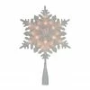 Northlight 10" Lighted White Frosted Stacked Snowflake Christmas Tree Topper - Clear Lights
