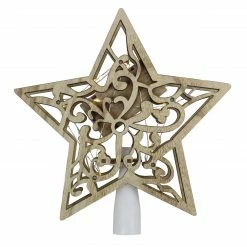 Northlight 10" Lighted Brown Star With Cut-Out Design Christmas Tree Topper - Clear Lights