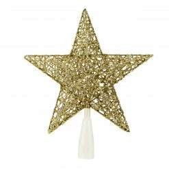 Northlight 10" LED Lighted Gold Glittered Star Christmas Tree Topper, Warm White Lights