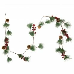 Northlight 6.5' Pre-Lit Pine And Berry Artificial Christmas Garland, Warm White LED Lights