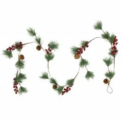 Northlight 6.5' Pre-Lit Pine And Berry Artificial Christmas Garland, Warm White LED Lights -Wreaths & Garland shop northlight hc94495 2 21493.1664638450