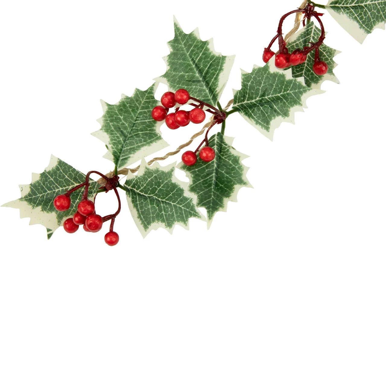 Northlight 3.25' Pre-Lit Holly And Berry Christmas Garland, Warm White LED Lights 3 Northlight 3.25' Pre-Lit Holly And Berry Christmas Garland, Warm White LED Lights - Image 3