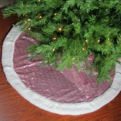 Northlight 47" Pink And White Round Christmas Tree Skirt With Sherpa Border -Wreaths & Garland shop northlight hm14697 3 80264.1665610426