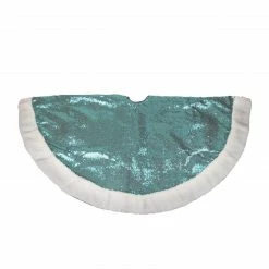 Northlight 47" Mint Green With Sequins And Faux Fur Border Christmas Tree Skirt