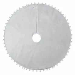 Northlight 48" White Christmas Tree Skirt With A Pom Pom Border -Wreaths & Garland shop northlight j90422 j90423 5 03344.1612585057