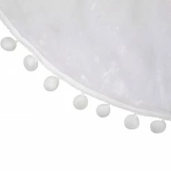 Northlight 36" White Christmas Tree Skirt With A Pom Pom Border And Tie Backs -Wreaths & Garland shop northlight j90423 3 43599.1612585057