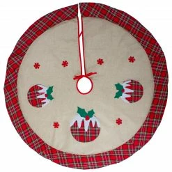 Northlight 48" Burlap Plaid Tree Skirt With Christmas Puddings -Wreaths & Garland shop northlight j90424 4 01909.1612412086