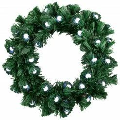 Northlight Pre-Lit Color Changing Fiber Optic Artificial Christmas Wreath With Balls, 12-Inch