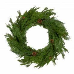 Northlight 24" Soft Green Cedar Artificial Christmas Wreath With Pine Cones - Unlit