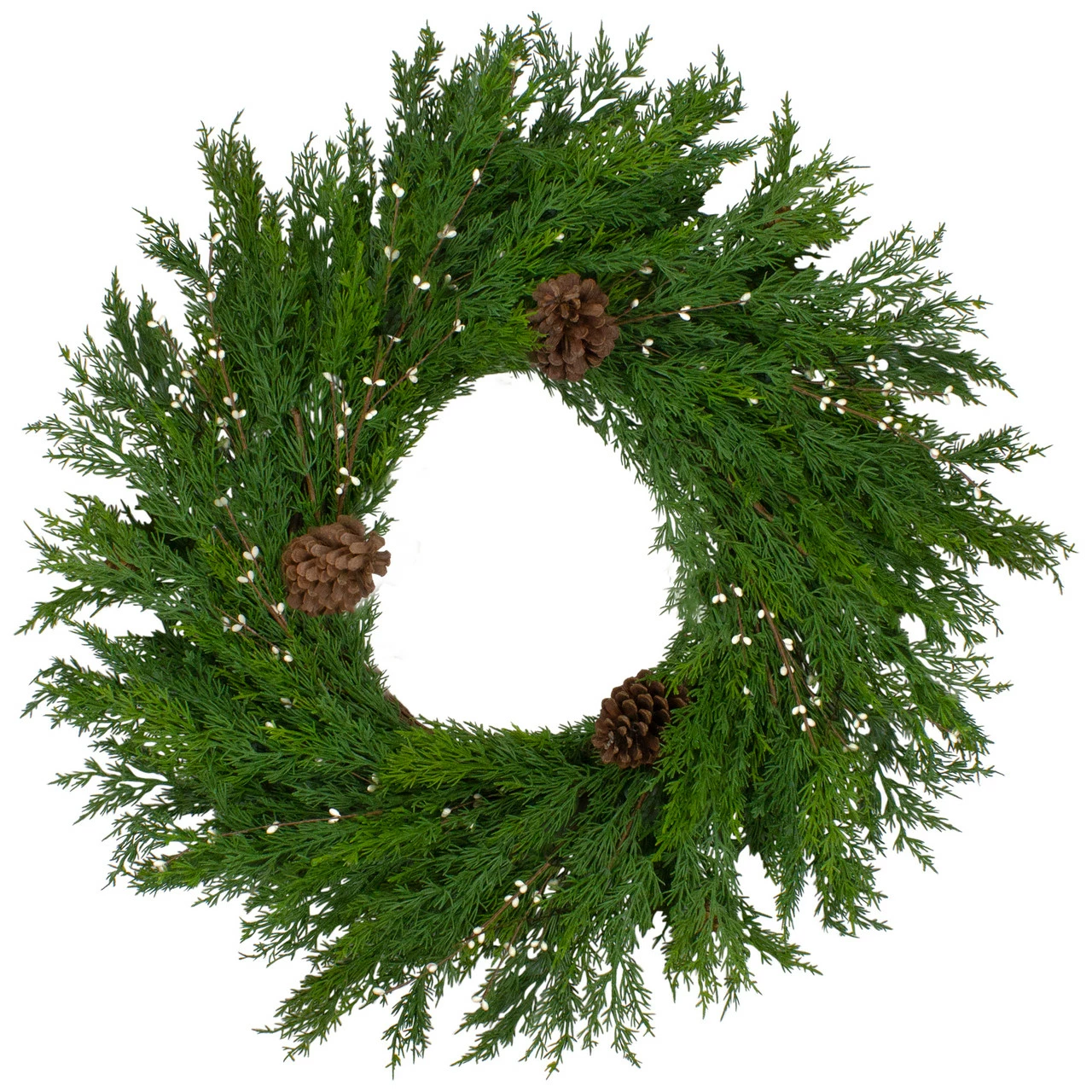 Northlight 32" Realistic Cedar With Pine Cones And White Berries Artificial Christmas Wreath - Unlit 1 Northlight 32" Realistic Cedar With Pine Cones And White Berries Artificial Christmas Wreath - Unlit
