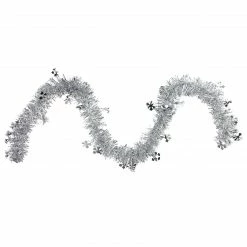 Northlight 50" X 2.75' Silver Snowflakes Tinsel Artificial Christmas Garland - Unlit