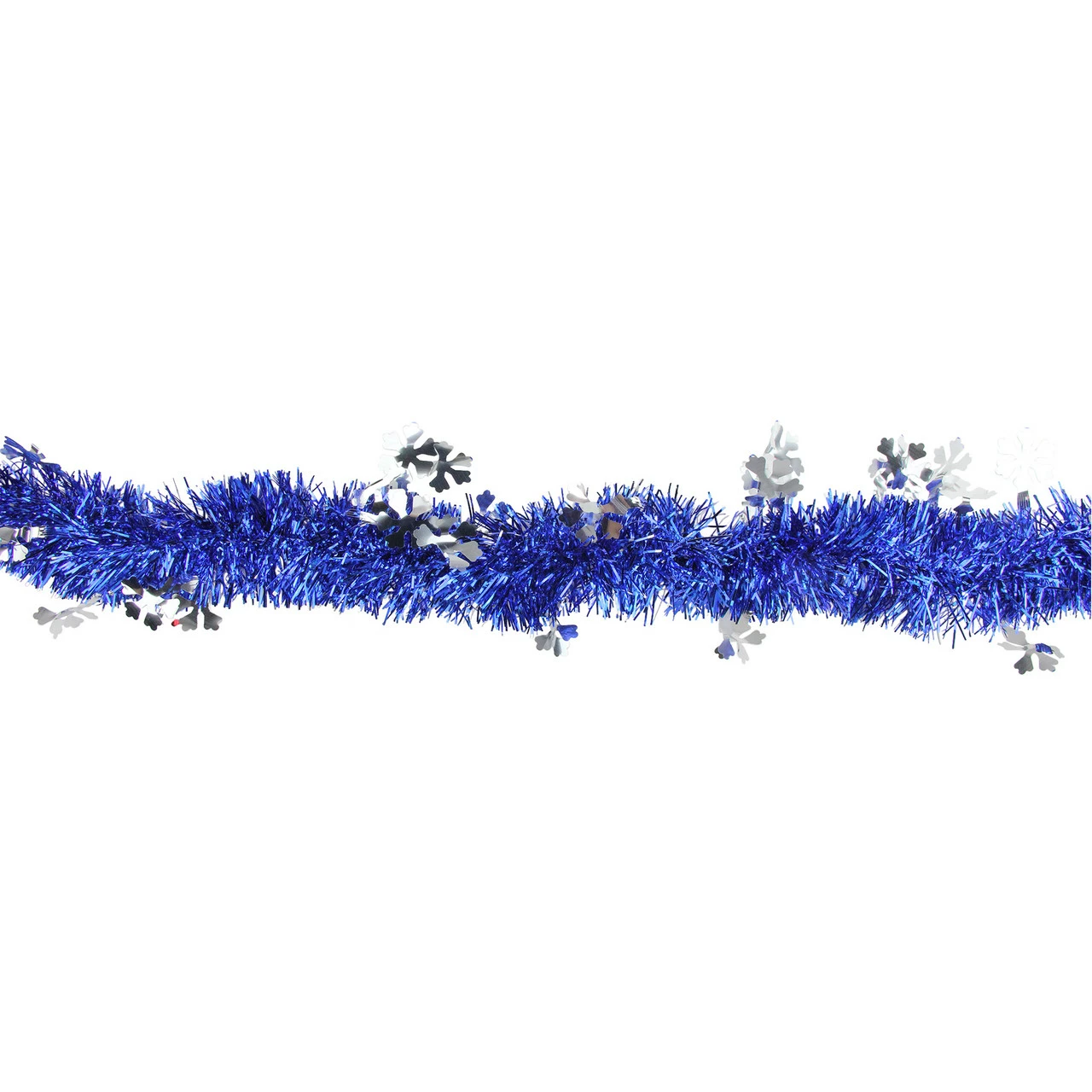 Northlight 50' Lavish Blue And Silver Snowflakes Christmas Tinsel Garland - Unlit 2 Northlight 50' Lavish Blue And Silver Snowflakes Christmas Tinsel Garland - Unlit - Image 2