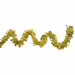 Northlight 50' X 4' Gold And Snowblush Wide Cut Tinsel Christmas Garland - Unlit