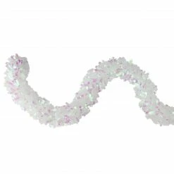 Northlight 12' X 3" Iridescent And Snowblush Wide Cut Tinsel Christmas Garland - Unlit
