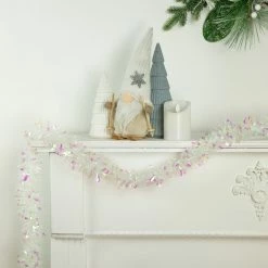 Northlight 12' X 3" Iridescent And Snowblush Wide Cut Tinsel Christmas Garland - Unlit -Wreaths & Garland shop northlight k15318 styled20 58567.1666900382