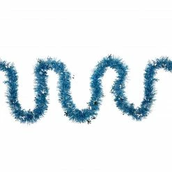 Northlight 12' X 3" Sky Blue And Silver Snowflakes Christmas Tinsel Garland - Unlit