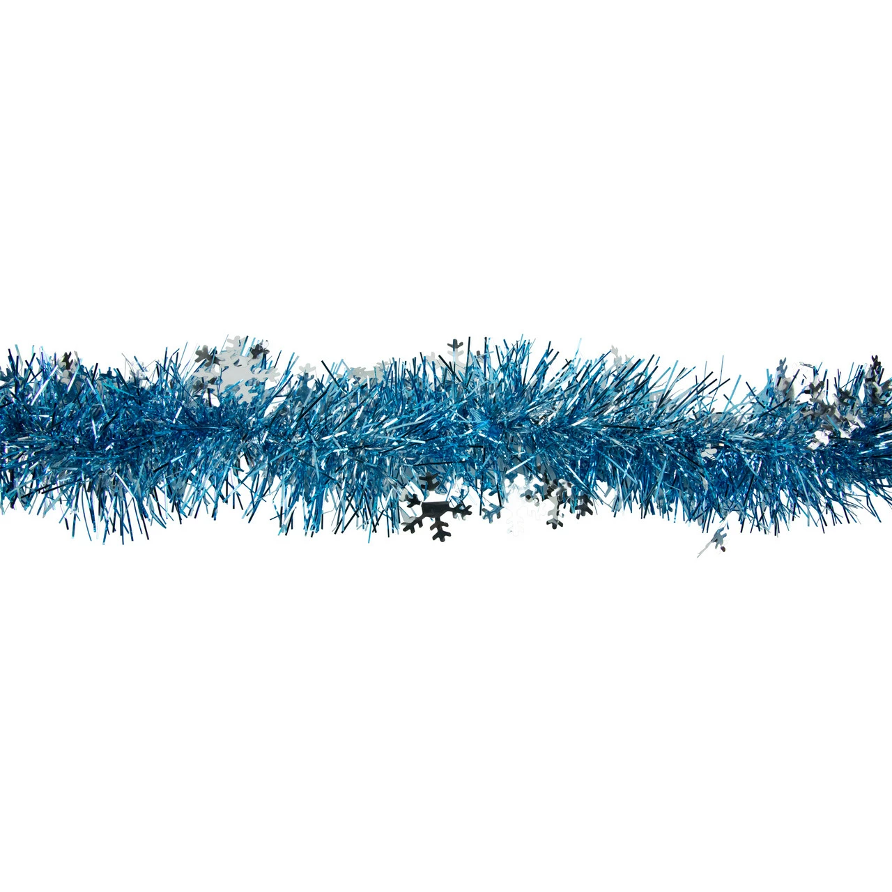 Northlight 12' X 3" Sky Blue And Silver Snowflakes Christmas Tinsel Garland - Unlit 2 Northlight 12' X 3" Sky Blue And Silver Snowflakes Christmas Tinsel Garland - Unlit - Image 2