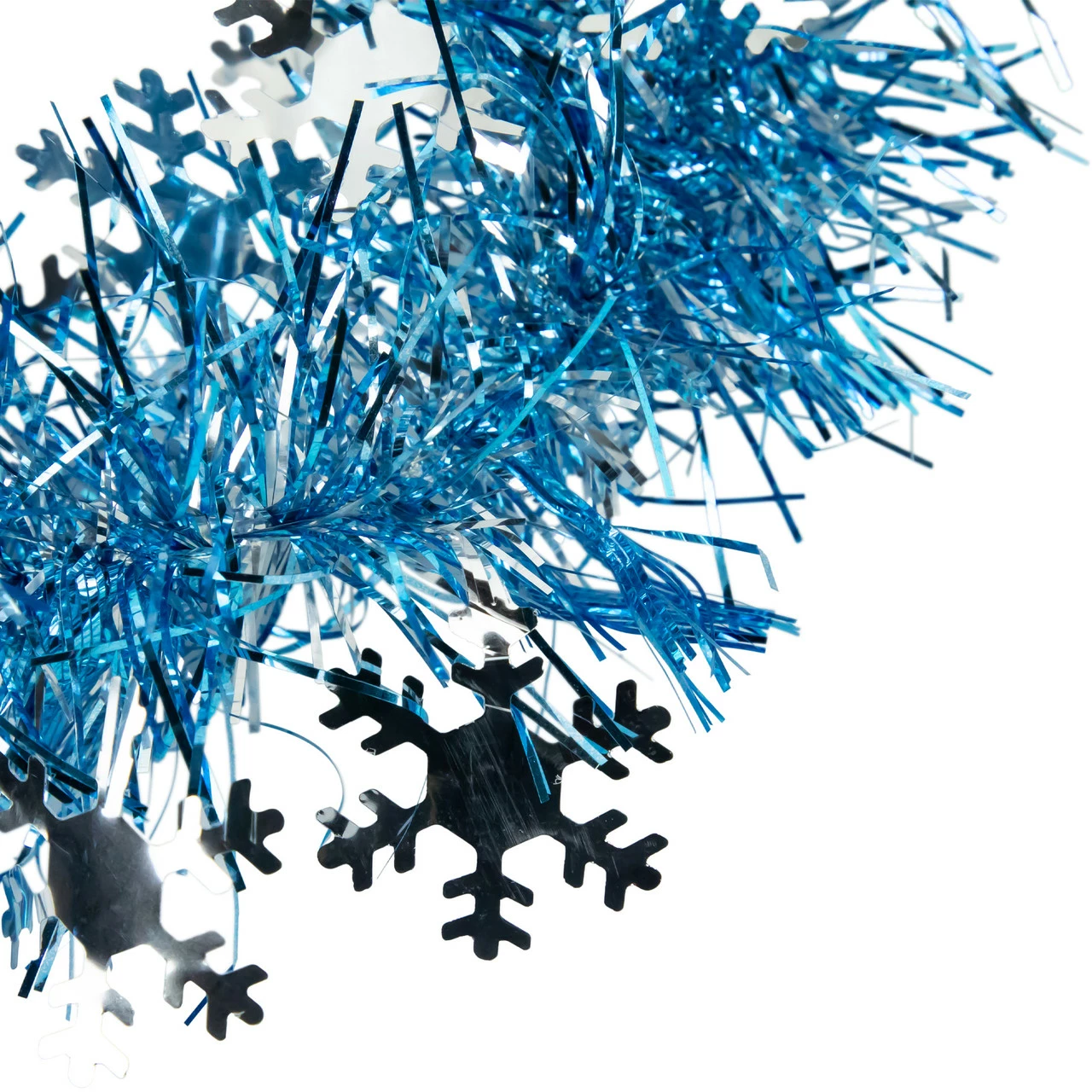 Northlight 12' X 3" Sky Blue And Silver Snowflakes Christmas Tinsel Garland - Unlit 4 Northlight 12' X 3" Sky Blue And Silver Snowflakes Christmas Tinsel Garland - Unlit - Image 4