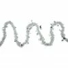 Northlight 12' X 3" White Iridescent And Silver Snowflakes Christmas Tinsel Garland - Unlit