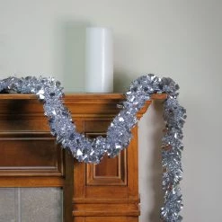Northlight 12' X 4" Shiny Silver Boa Wide Cut Tinsel Christmas Garland - Unlit -Wreaths & Garland shop northlight k15325 3 13457.1664990620