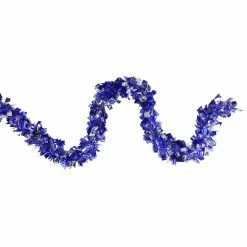 Northlight 12' X 4" Lavish Blue And Silver Boa Wide Cut Tinsel Christmas Garland - Unlit -Wreaths & Garland shop northlight k15326 3 73292.1665610737